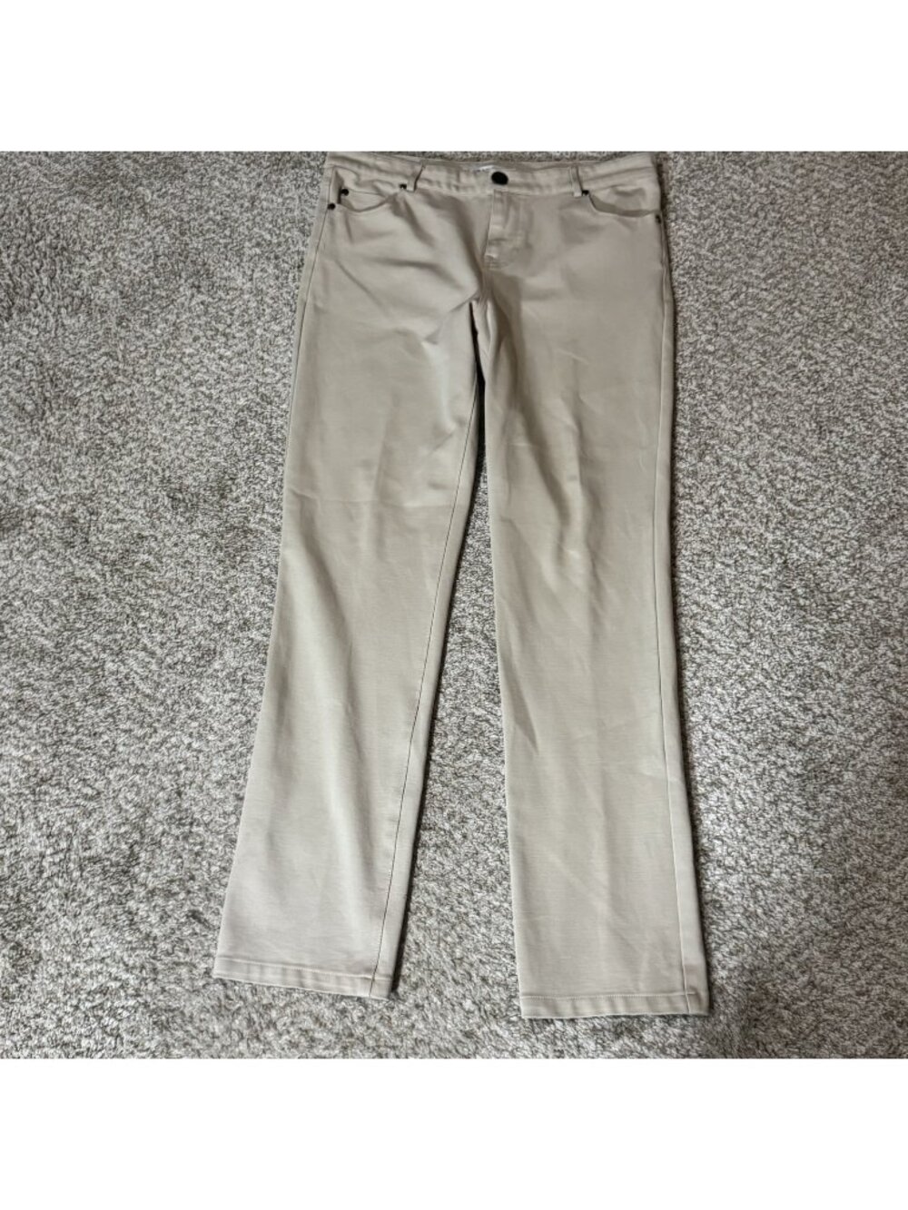 Tempo Paris Pants Women's Size 10 Tan Straight Leg 95% Polyester 5% Spandex